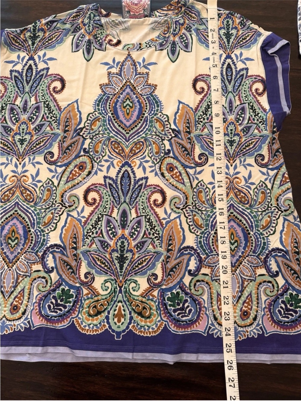 Johnny Was Janie Favorite Crew Neck Draped Tee Ruta print Paisley Boho L - Picture 7 of 7